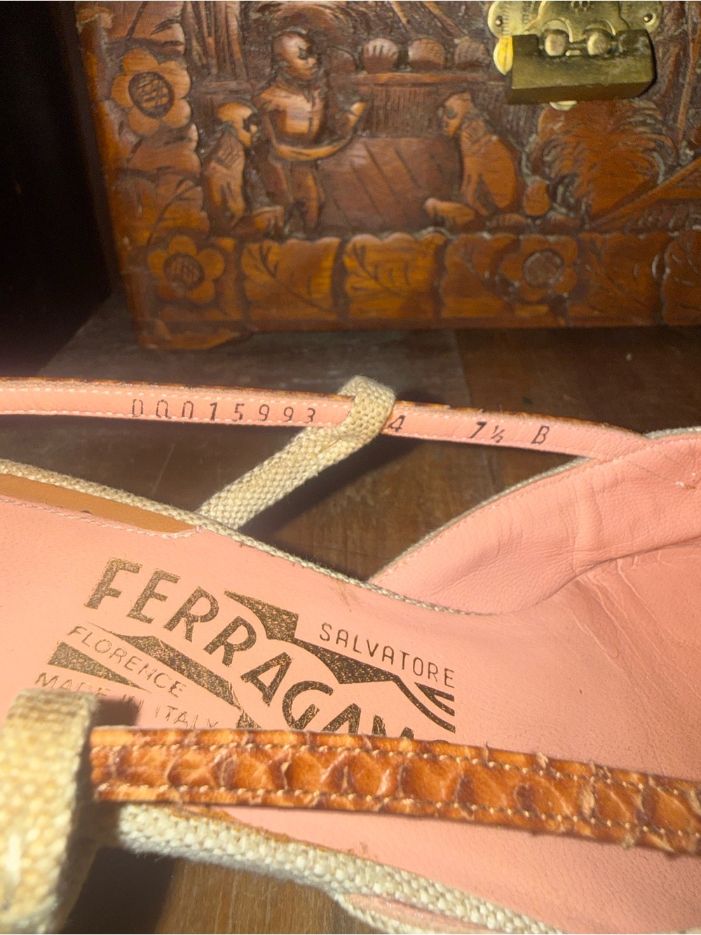 Salvatore Ferragamo Cream and Brown Pointed Slingback Mules - Picture 4 of 4